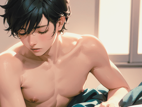 乳牛男子の乳しぼりイメージ画像